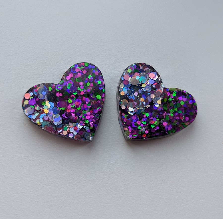 Mixed glitters large hearts