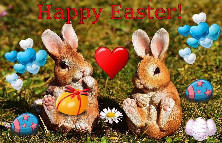 A5 Card Easter Rabbit Giving Egg