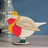 Winter Edition Standing Wooden Robin - Hand Painted