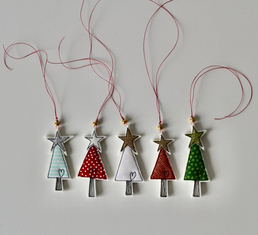 'Christmas Tree Parcel Toppers' - Pack of 5
