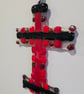 Fused Glass - Medium cross - Red and Black - Image 4