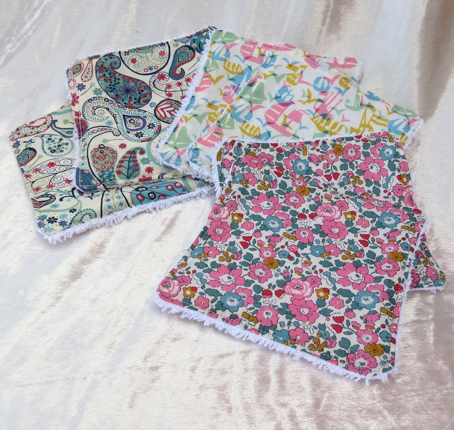 Reusable face pads. Cotton face pads. Made from Liberty Lawn. Set of six.