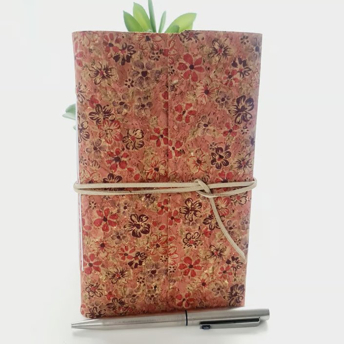 Pink Floral Cork Notebook Journal
