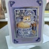 Cat in a fancy box decoupage birthday card