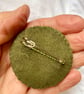 Stylised flower brooch hand embroidered in shades of green - Image 5