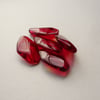 5 Red Flat Oval Glass Beads