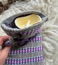 Mini Hot Waterbottle - Grey & Damson mix Handwoven in Wales - Image 5