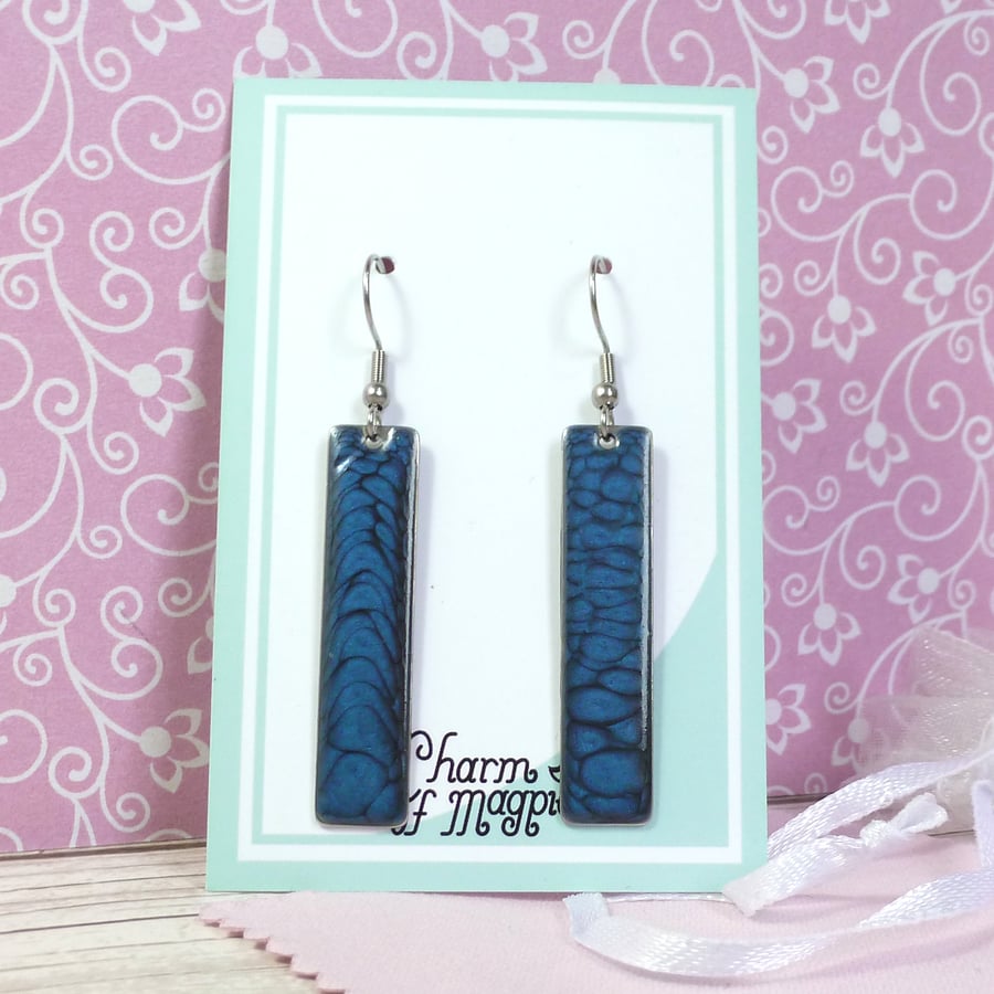 Blue dangle earrings, lightweight colourful minimalist earrings