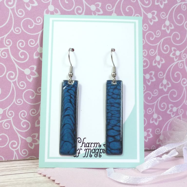 Blue dangle earrings, lightweight colourful minimalist earrings