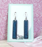 Blue dangle earrings, lightweight colourful minimalist earrings