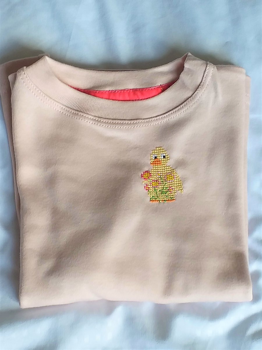 Duckling, Long-sleeve, T-shirt, age 3, hand emboidered