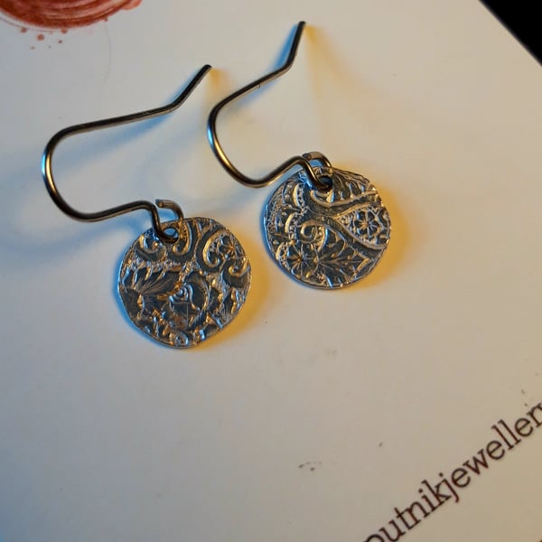 Little Silver Textured Dangly Discs