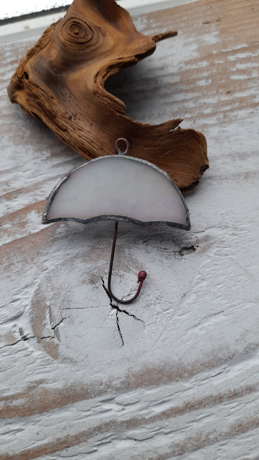 White Stained Glass Umbrella Pendant 