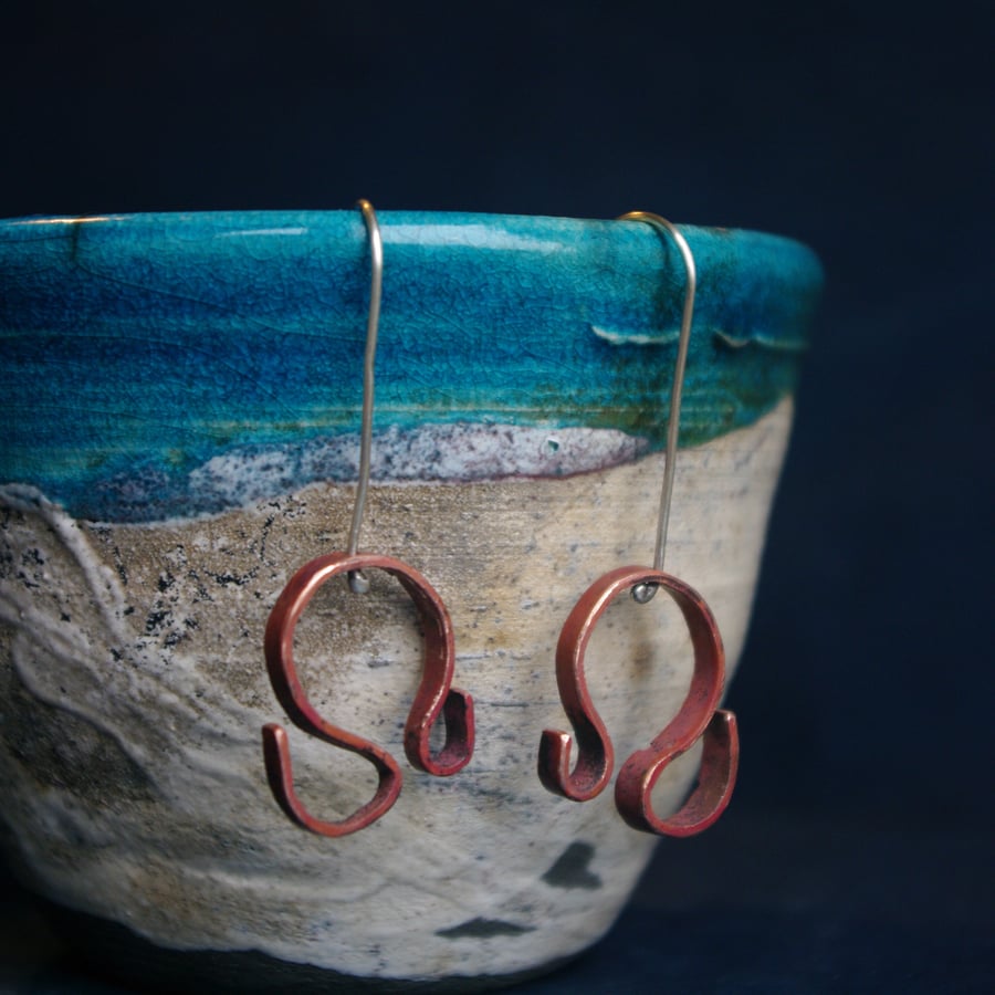 Copper  Swirl  Dangle Earrings