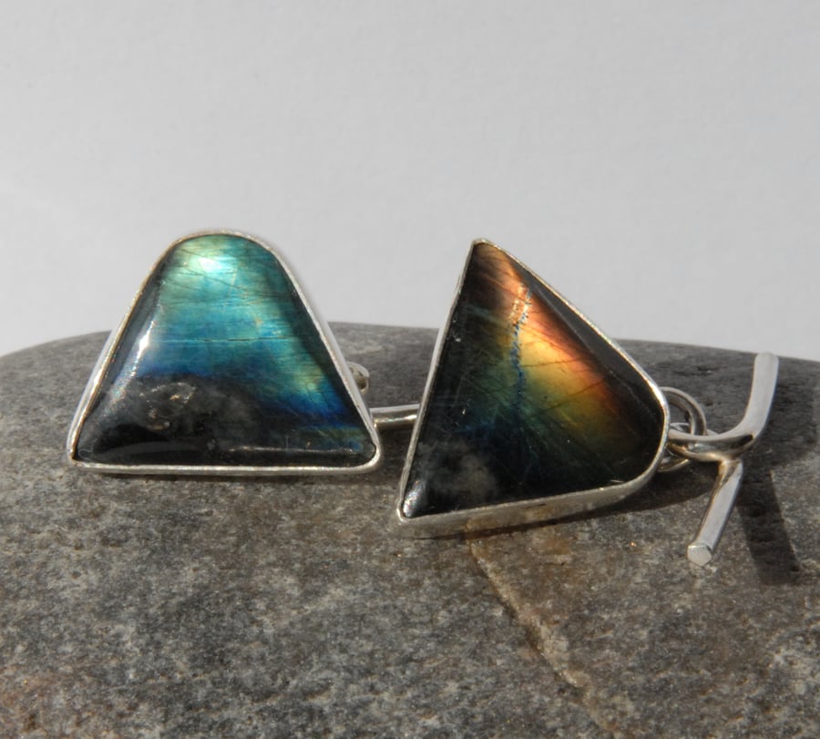 spectrolite and sterling silver cufflinks