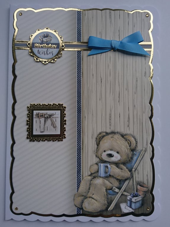 Birthday Card Boy Teddy Bear Birthday Wishes DIY Cup of Tea 3D Luxury Handmade