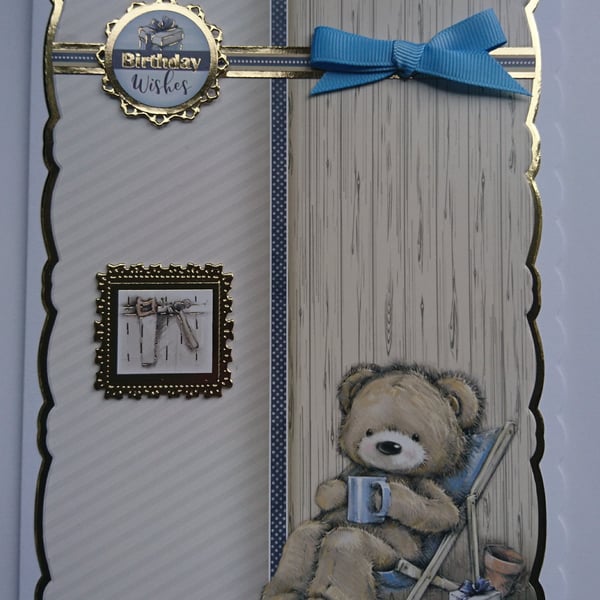 Birthday Card Boy Teddy Bear Birthday Wishes DIY Cup of Tea 3D Luxury Handmade