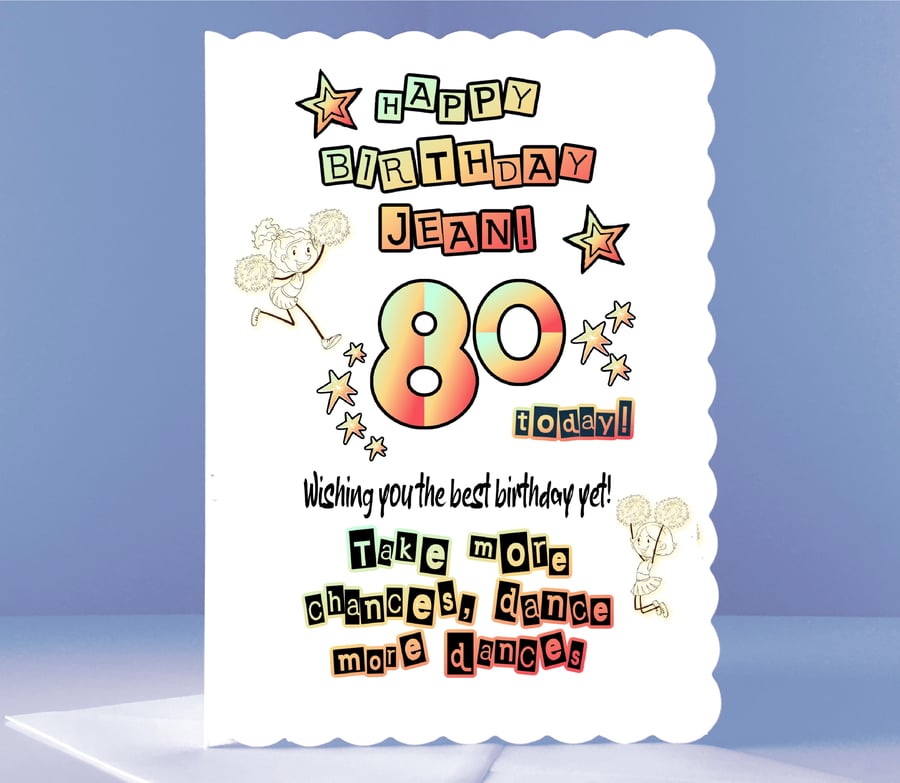 Personalised 80th Birthday Card - Dance More Dances!