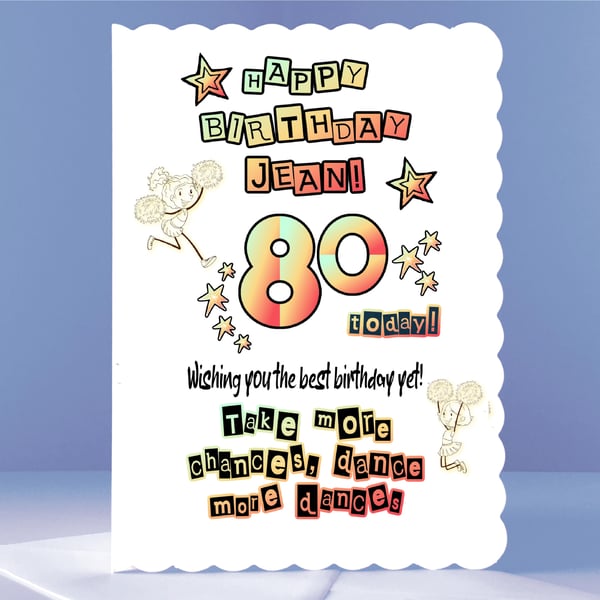 Personalised 80th Birthday Card - Dance More Dances!