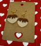 Polymer clay heart chocolate waffle dangly earrings - Image 1