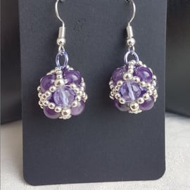 Gorgeous Beaded Bead Earrings - Amethyst Beads