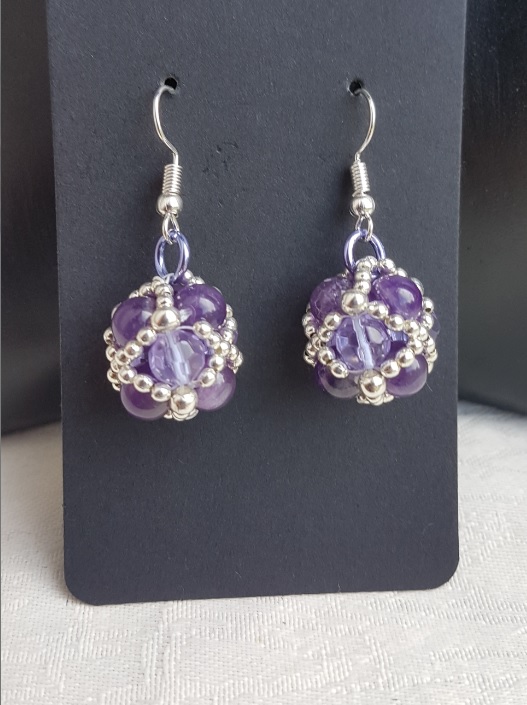 Gorgeous Beaded Bead Earrings - Amethyst Beads