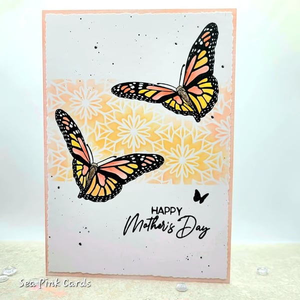 Butterfly Mother's Day Card - abstract floral, textured, embossed design