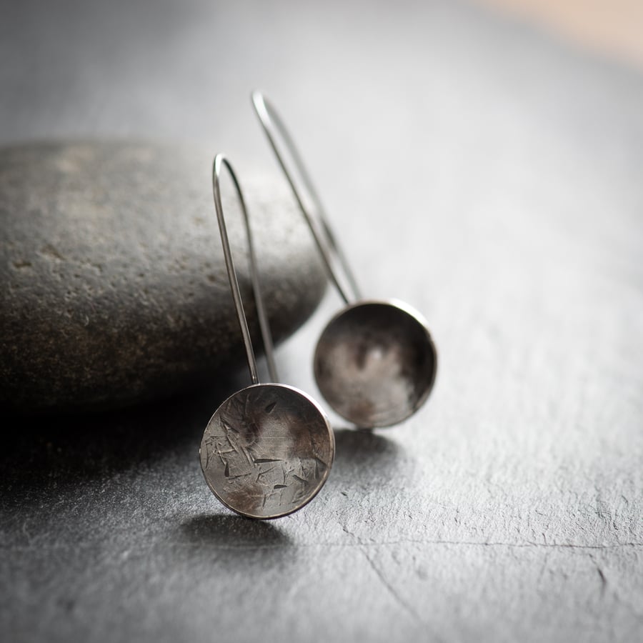 Textured Sterling Silver Domed Earrings