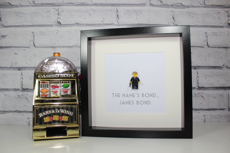 JAMES BOND - FRAMED CUSTOM FIGURE USING LEGO