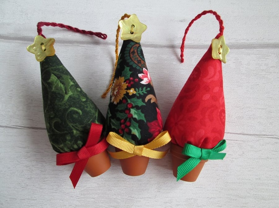 Trio of Tiny Christmas Tree Tree Decorations