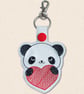 Kawaii Panda Keyring - Embroidered Heart-Hugging Bag Charm - Image 3