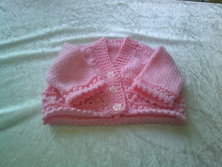 14 inch Pink V Neck Cardigan