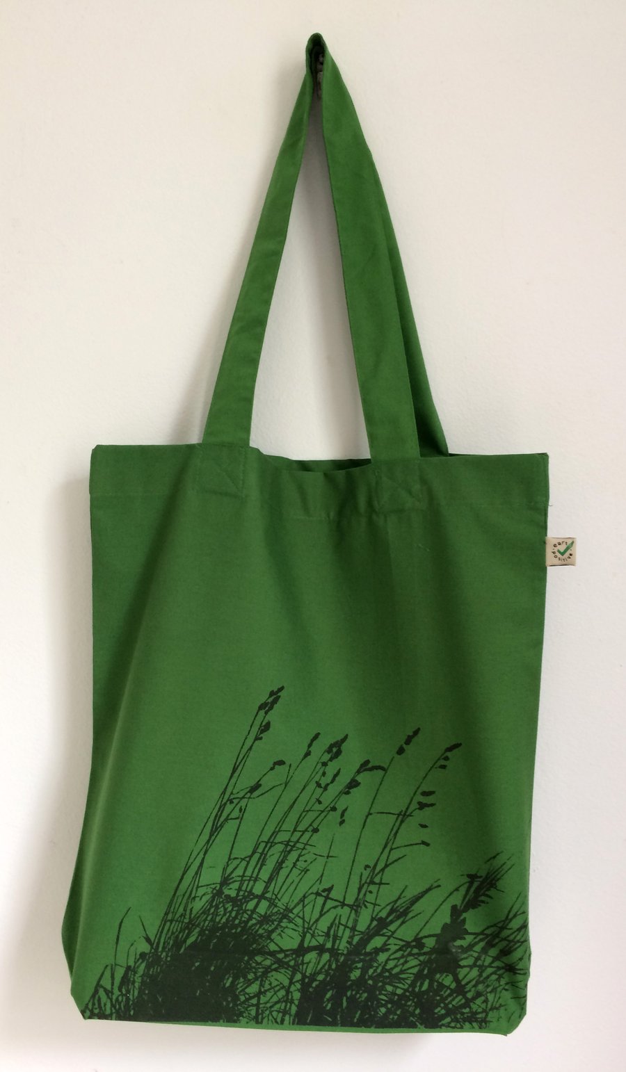 Wlld Grasses organic tote bag leaf green hand printed organic cotton
