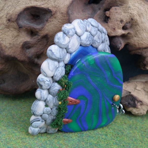 Wallmounted Gnome Portal with door ajar 4"  Magical Fairy Door