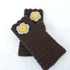 Clearance Sale 5.00  Fingerless Mittens  Acrylic Chocolate Brown