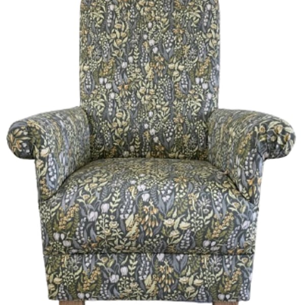 Adult Armchair iliv Kelmscott Fabric Chair Floral Accent Moss Green Fireside