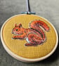 Red Squirrel mini hoop, handmade hanging decoration, embroidered - Image 10