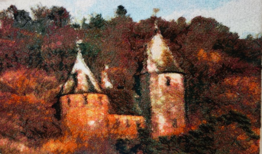 Castell Coch. A beautiful, mounted, machine embroidered work of art.