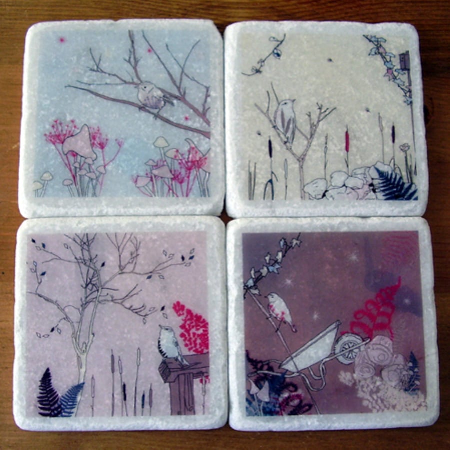 natural stone decorated coasters