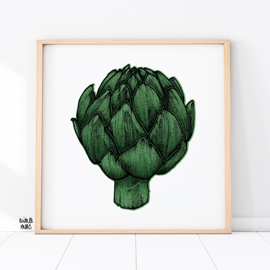 Giant Artichoke Print - Food Art Print - Botanical Illustration - Vegetable Prin