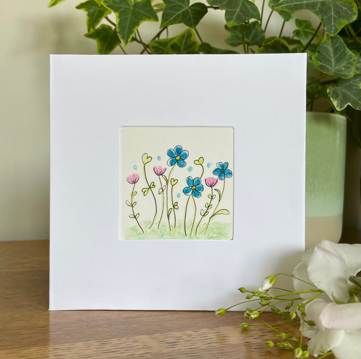 Card, hand painted greetings card watercolour &... - Folksy