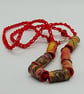 Cocoa Spice Paper Bead Red Cord Necklace  - Image 6