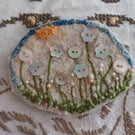 Flowers under the sun - a large textile brooch 