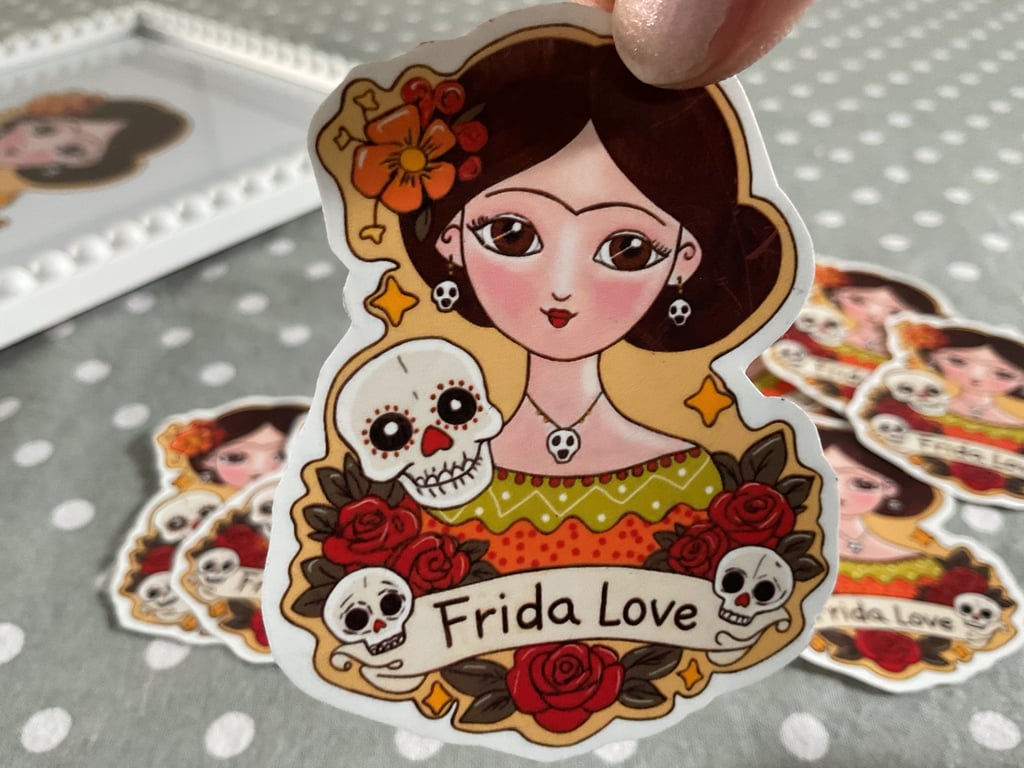 Frida Kahlo Sticker-feminist art decal-gift for Artist-colorful vinyl sticker 