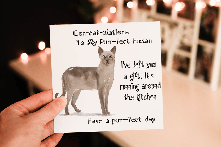 Tonkinese Cat Birthday Card, Cat Birthday Card, Personalized Cat Breed Card