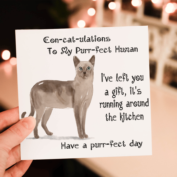 Tonkinese Cat Birthday Card, Cat Birthday Card, Personalized Cat Breed Card