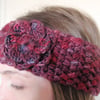 Berry Red Crochet Head Band Earwarmer