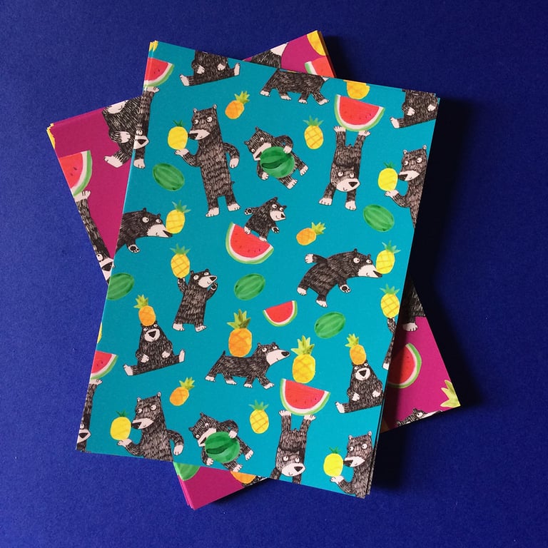 Bear Fruit Blue  Postcard by Jo Brown 