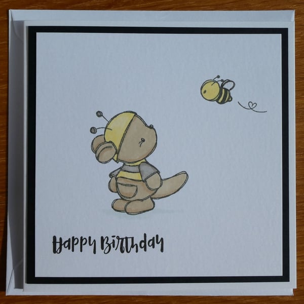 Birthday Card - Kangaroo and Bee