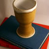 Custom listing for briallen - Stoneware wine goblet in oatmeal and white